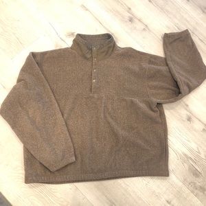L L Bean Brown Fleece Snap Pullover XL Made USA
